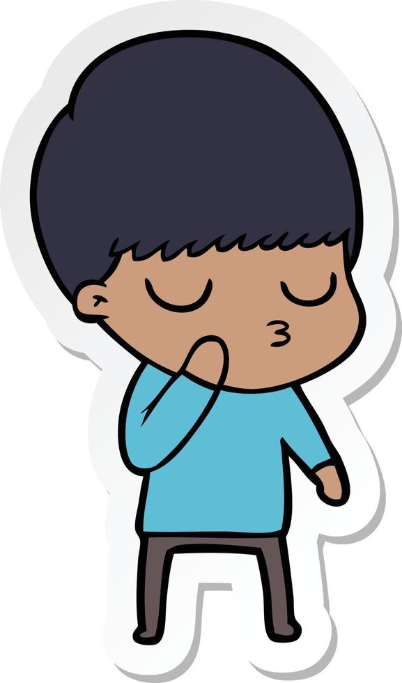 sticker of a cartoon calm boy vector