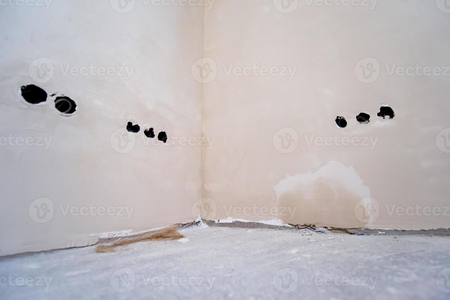 interior of construction site with white drywall photo