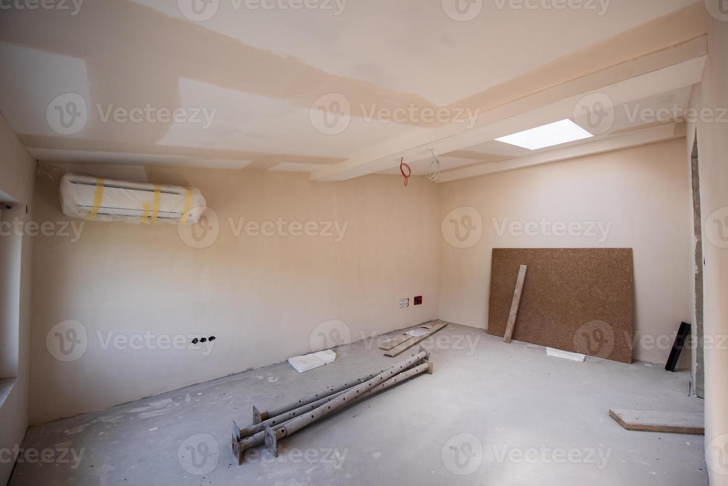 interior of construction site with drywall photo
