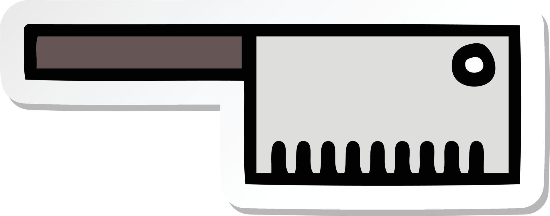 sticker of a cute cartoon butcher knife vector