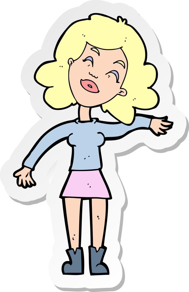 sticker of a cartoon woman only joking vector