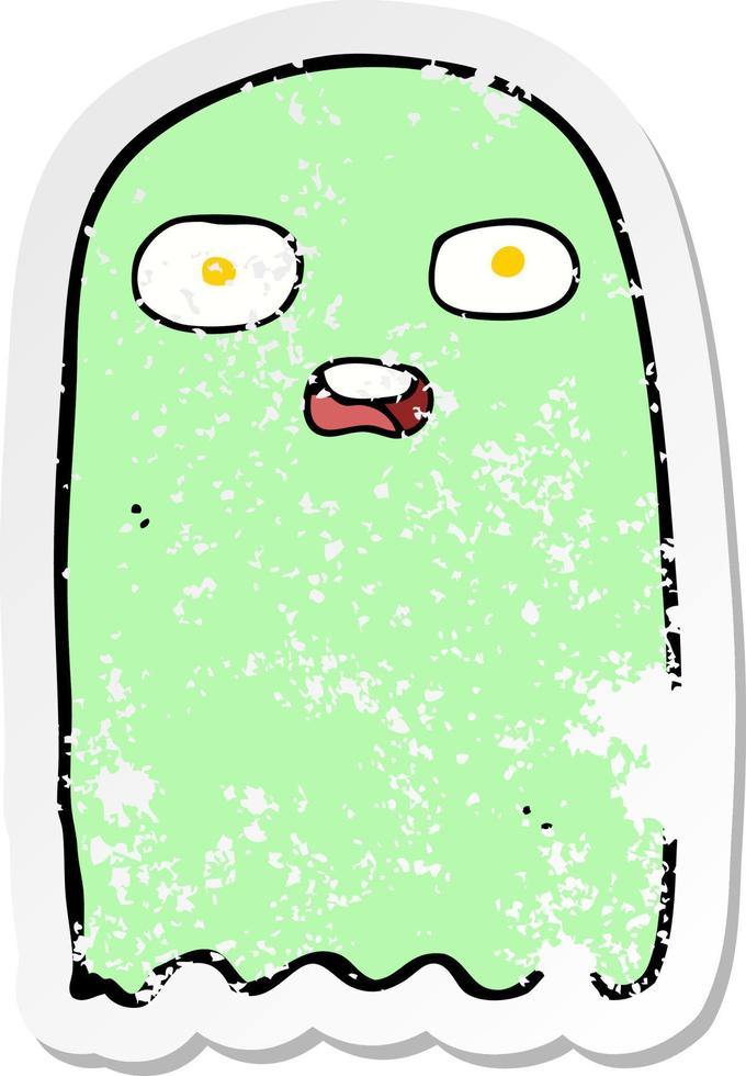 retro distressed sticker of a funny cartoon ghost vector