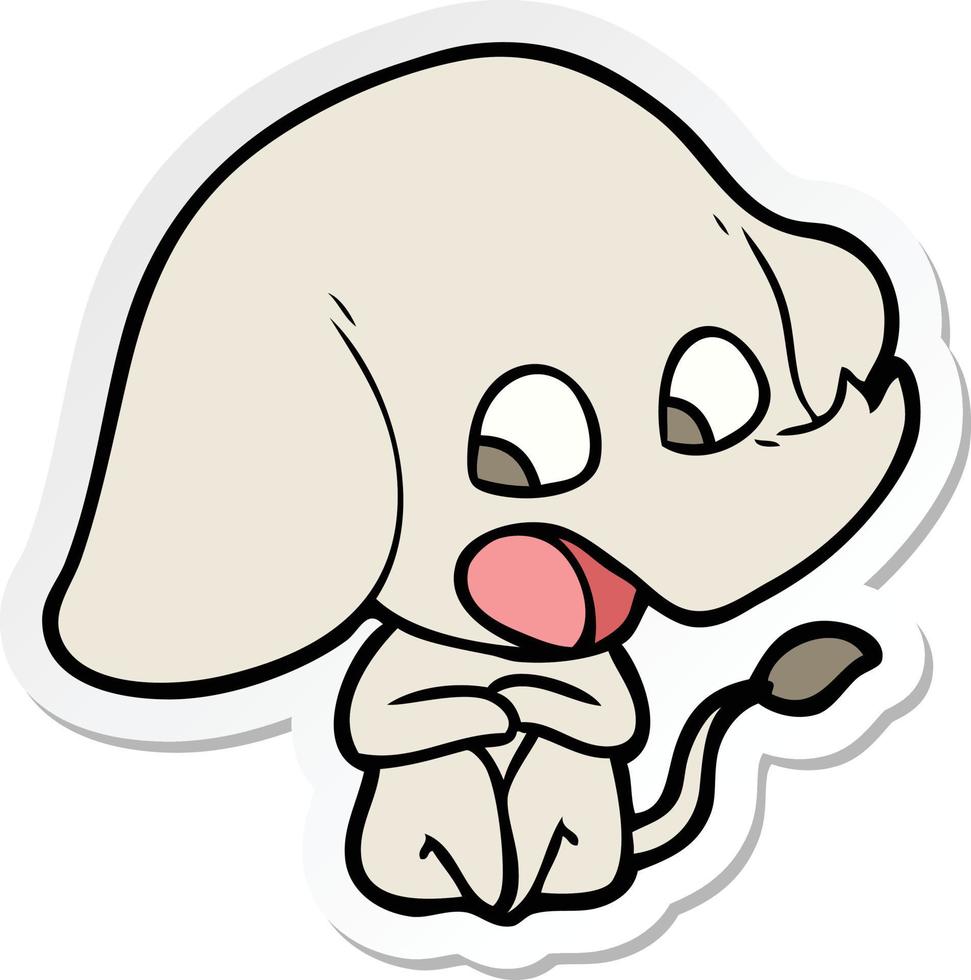 sticker of a cute cartoon elephant vector