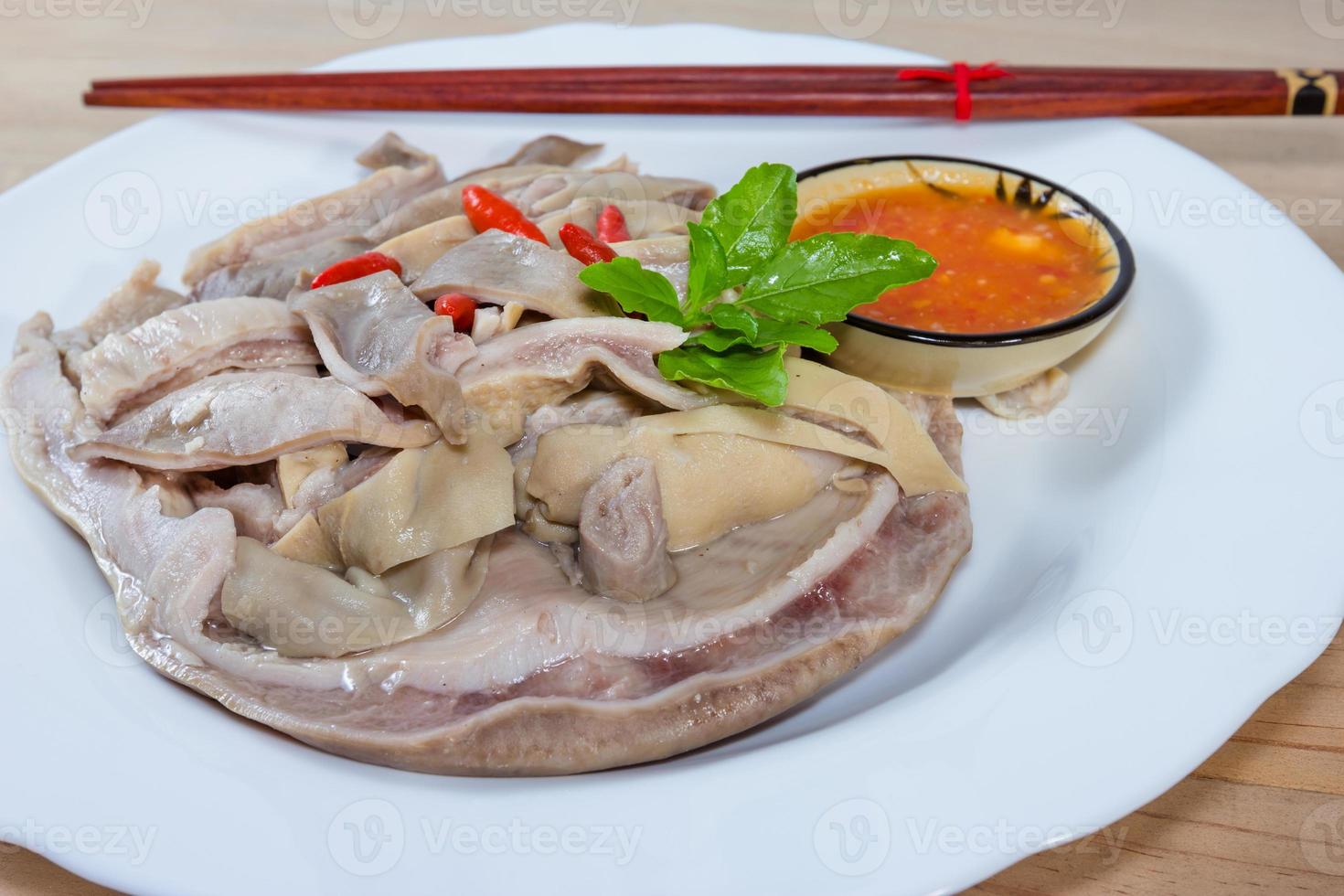 Pork stomach sliced with sauce 10746109 Stock Photo at Vecteezy