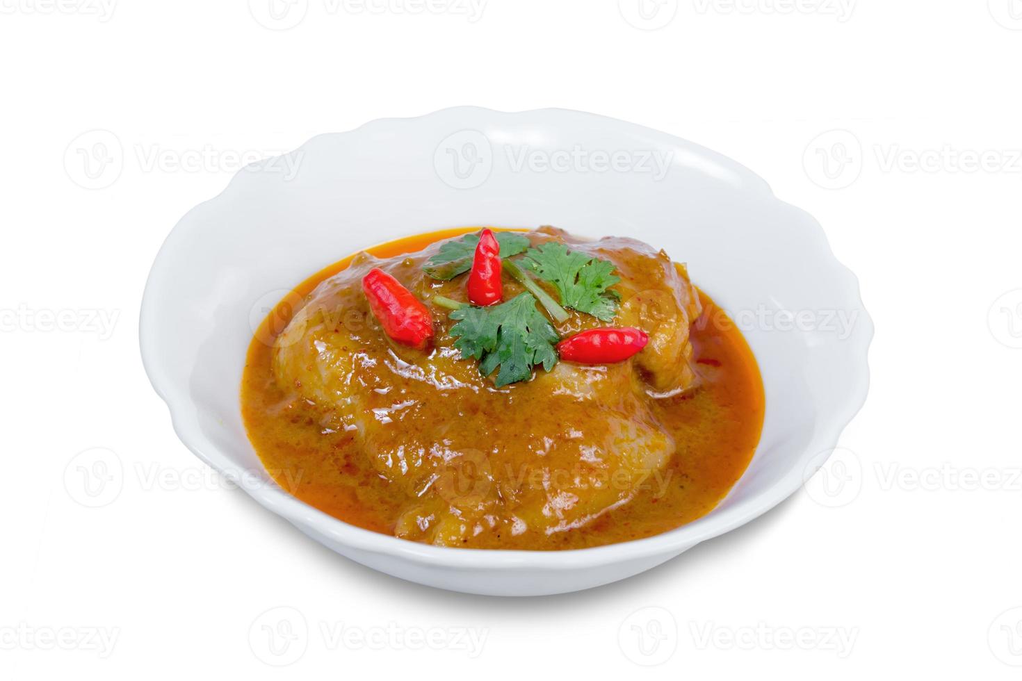 Chicken massaman curry isolated on white background,clipping path photo
