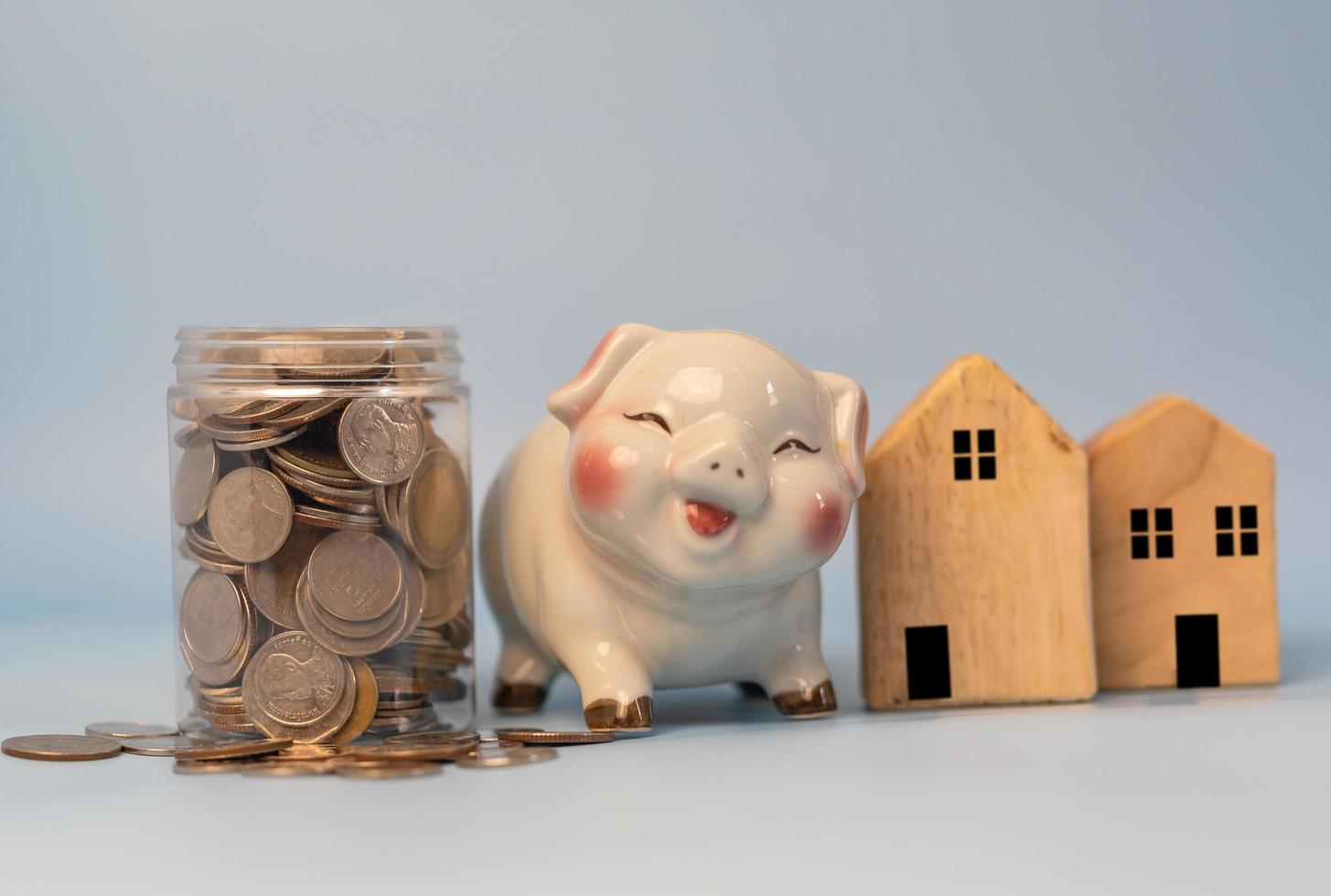 Saving money business finance, banking and investment in real estate or buying and selling houses. photo