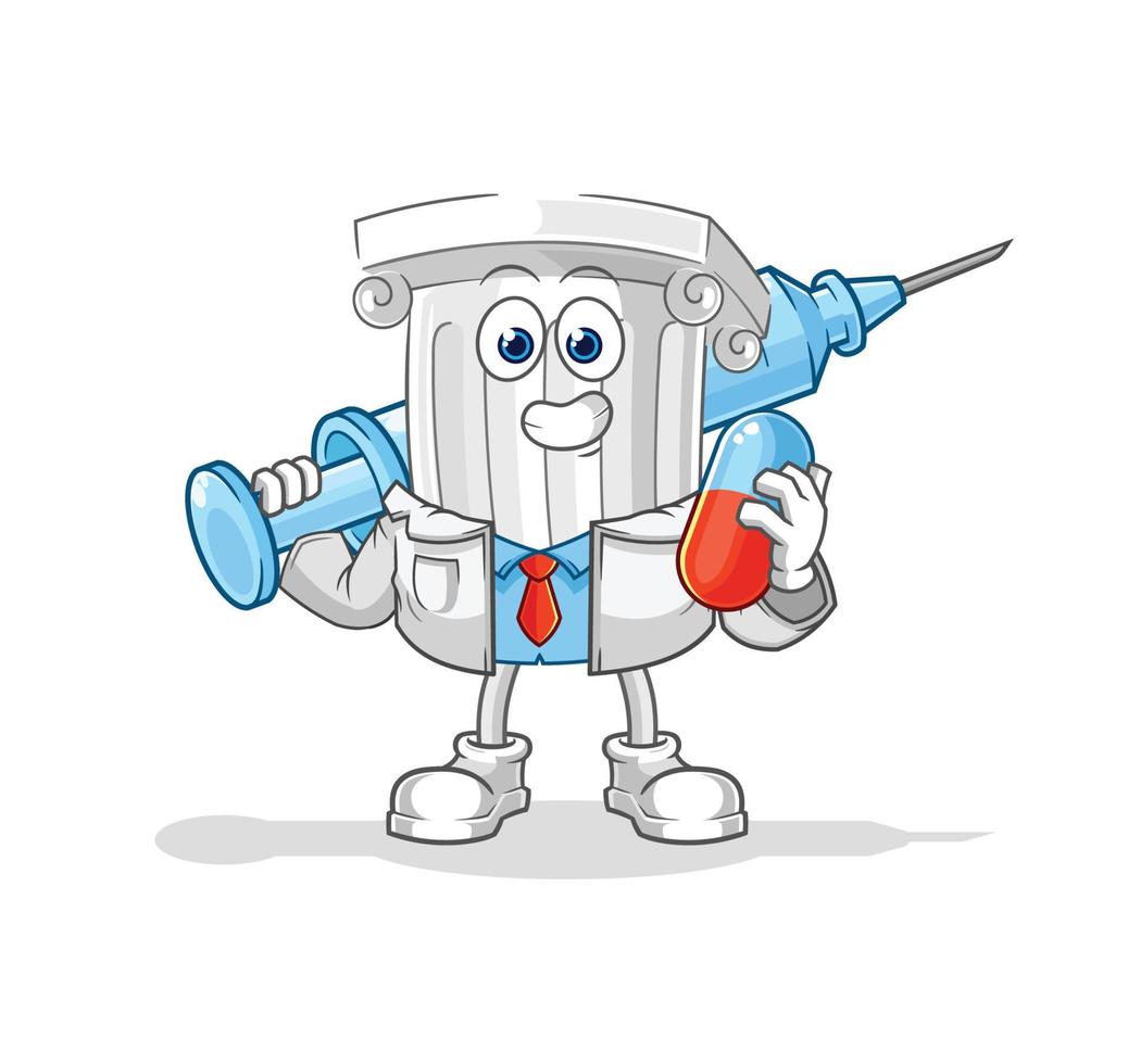 roman pillar cartoon character vector