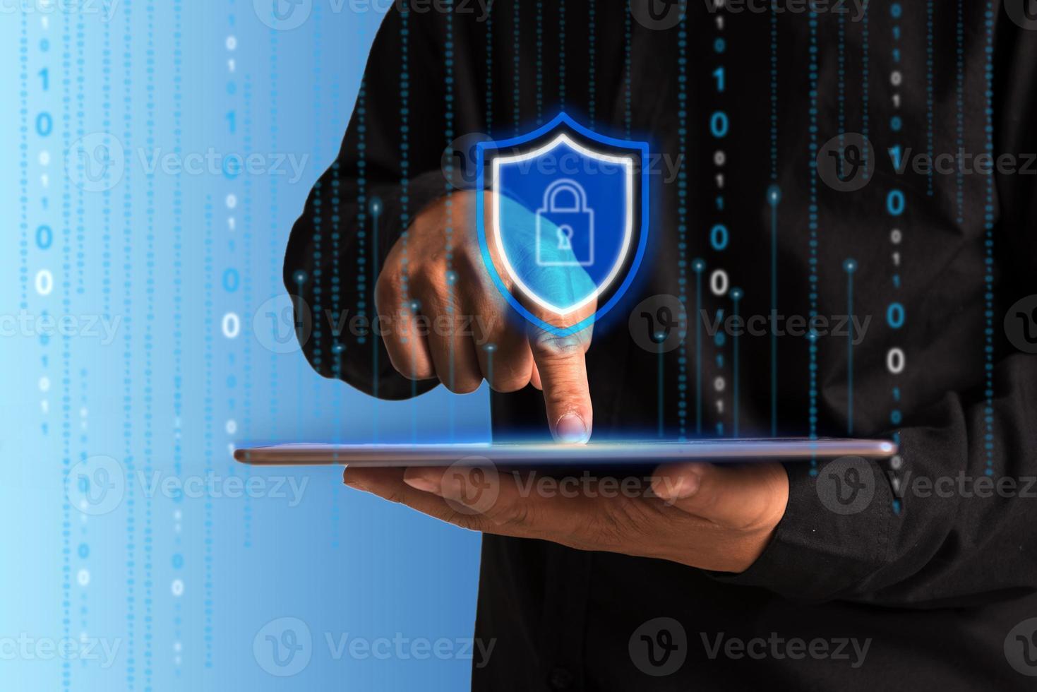 Network security system. Personal Data information on Tablet.Information and cyber security Technology Services. Internet Technology. photo