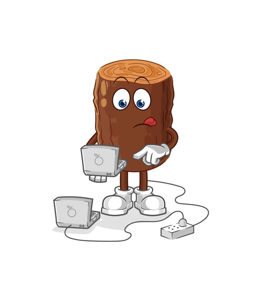 log cute cartoon character vector