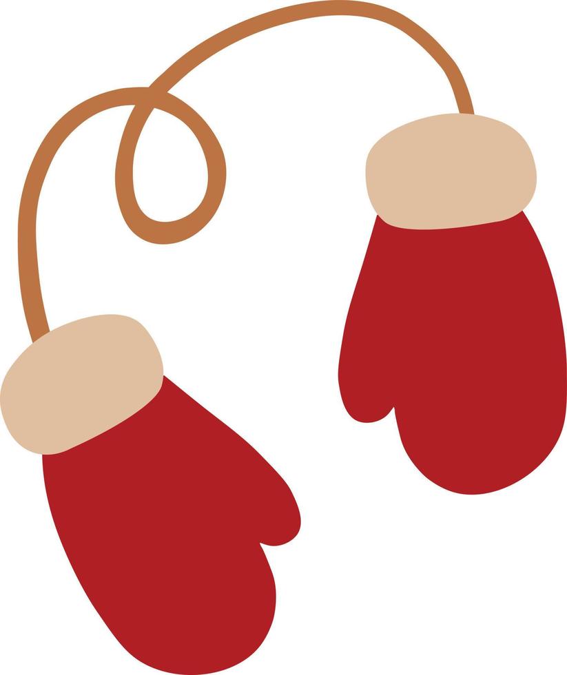 Vector illustration of warm knitted mittens design isolated on transparent background. Comfort and warmth concept. Doodle, minimalism, flat style. Vector illustration