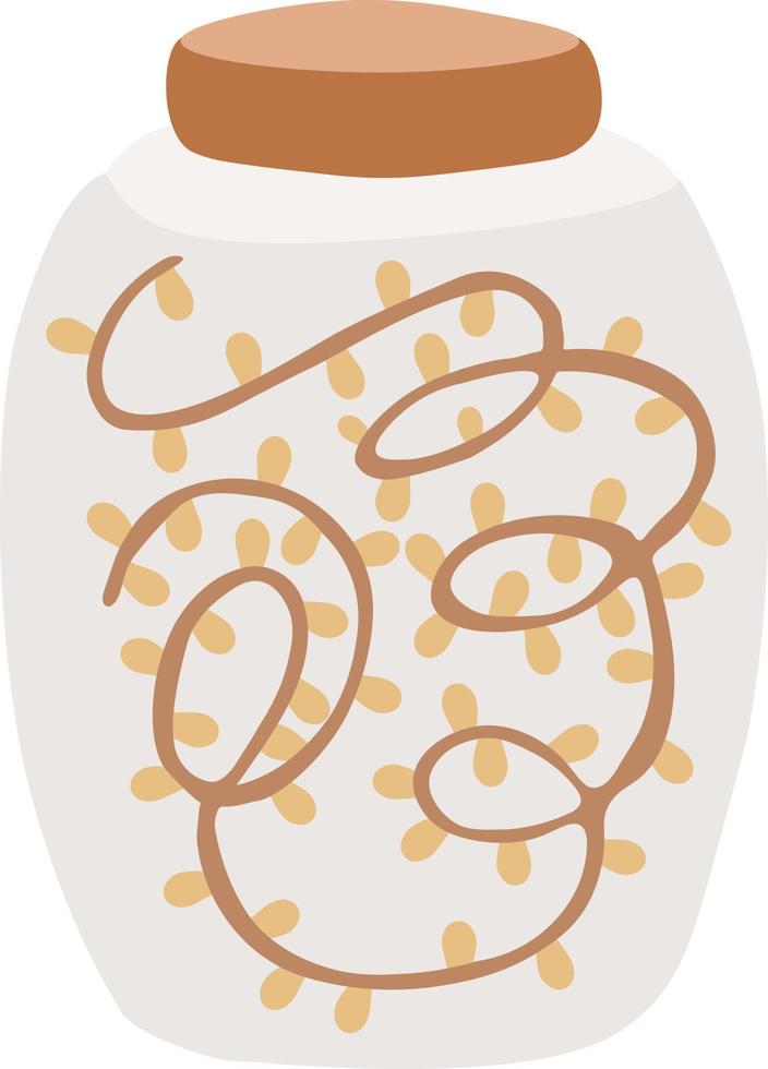 Glass jar with Christmas garland. Vector illustration