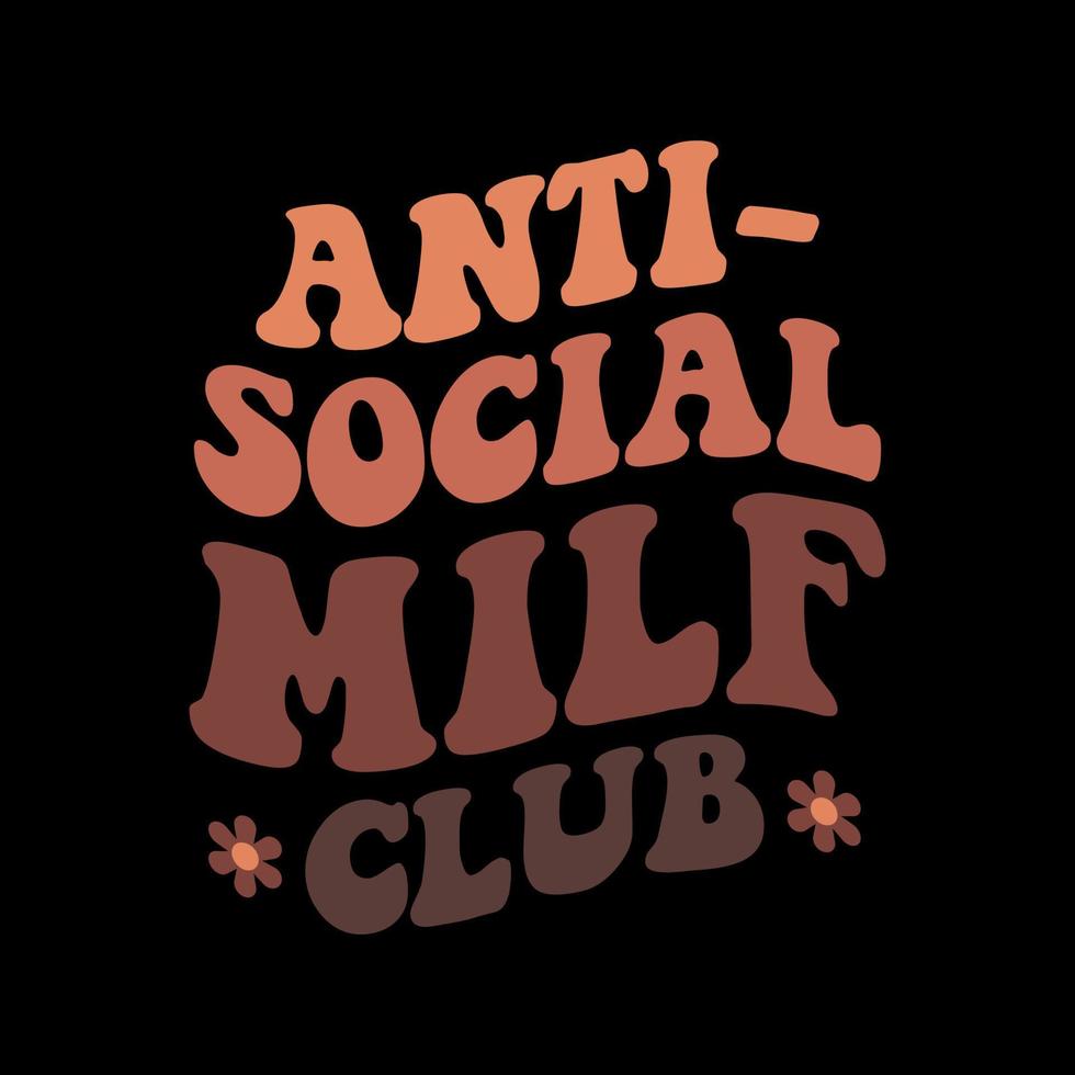 diseño de camiseta de club anti social ondulado retro vector