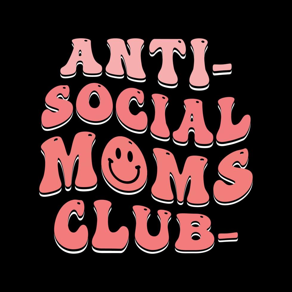 diseño de camiseta de club anti social ondulado retro vector