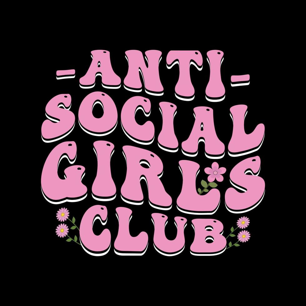 Retro Wavy Anti Social Club T shirt Design 10747373 Vector Art at Vecteezy