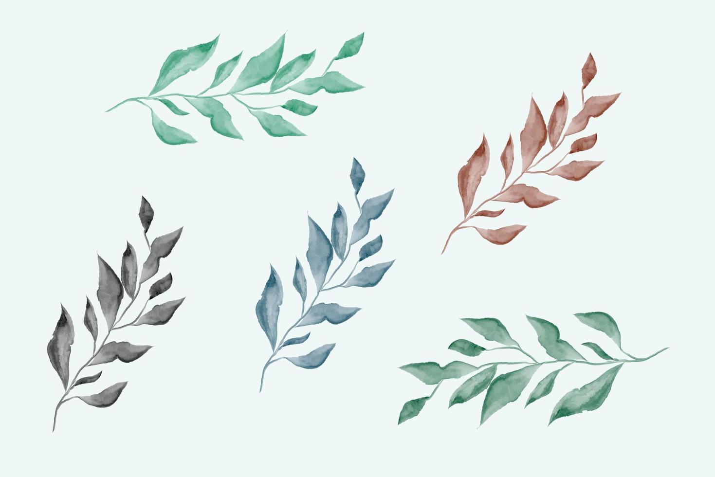 Watercolor Leaves Branch Set vector