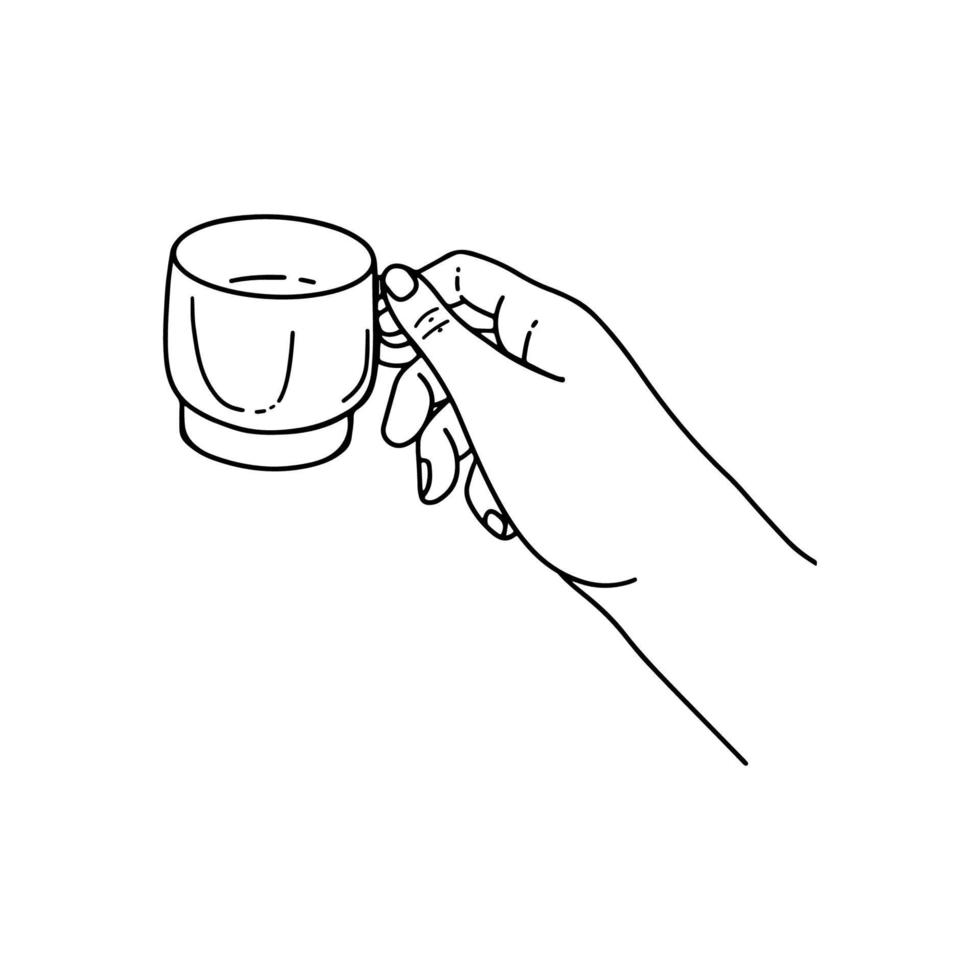 mano con taza vector