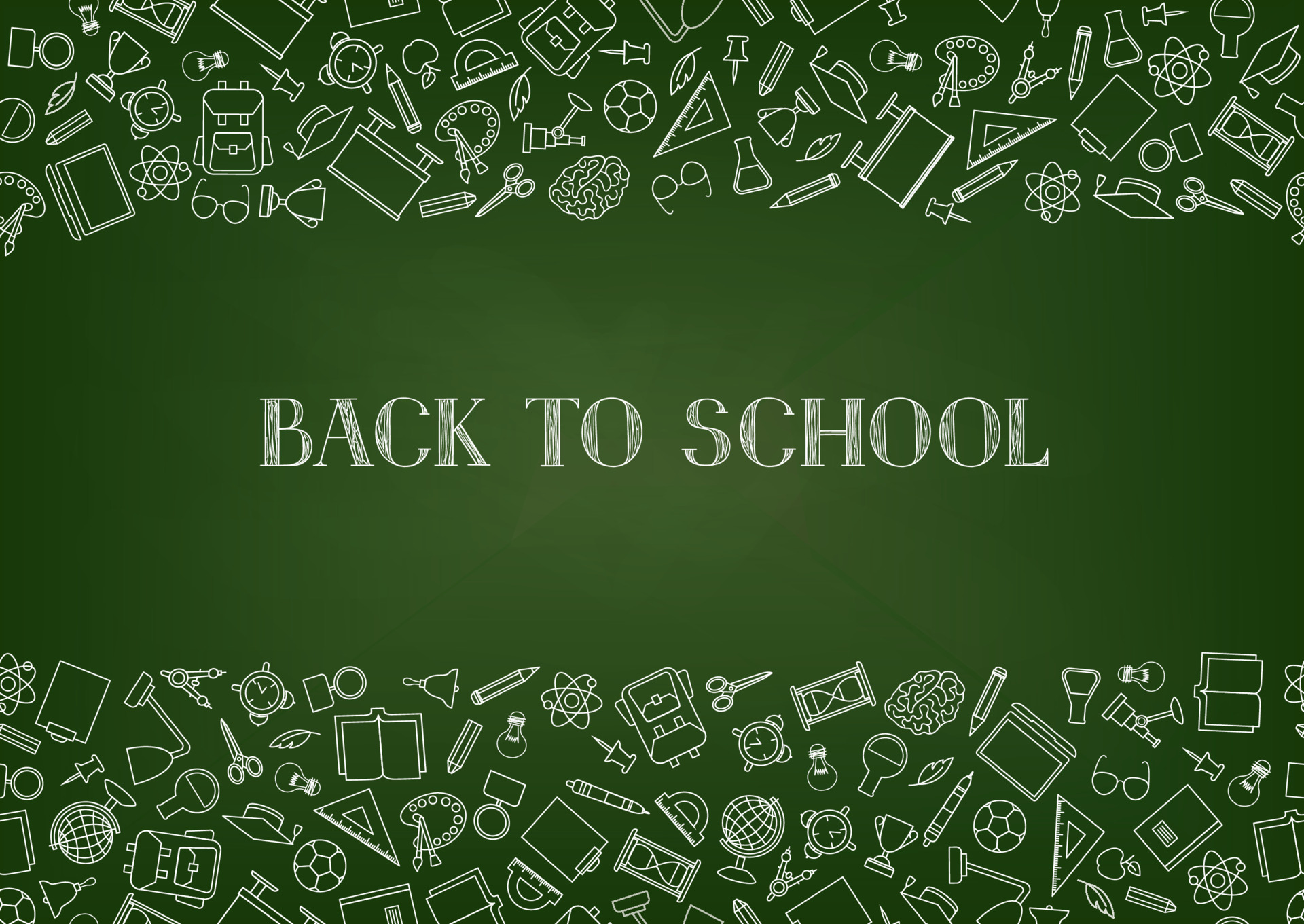 Back to School chalkboard wallpaper. Education drawn symbols pattern