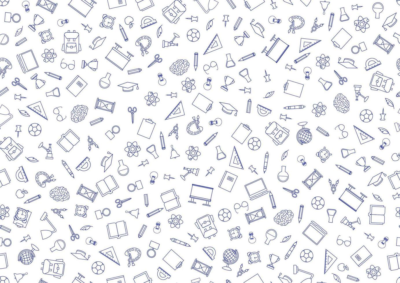 Back to School seamless icon pattern. School supplies doodle icons border. Education symbols line art  background. vector