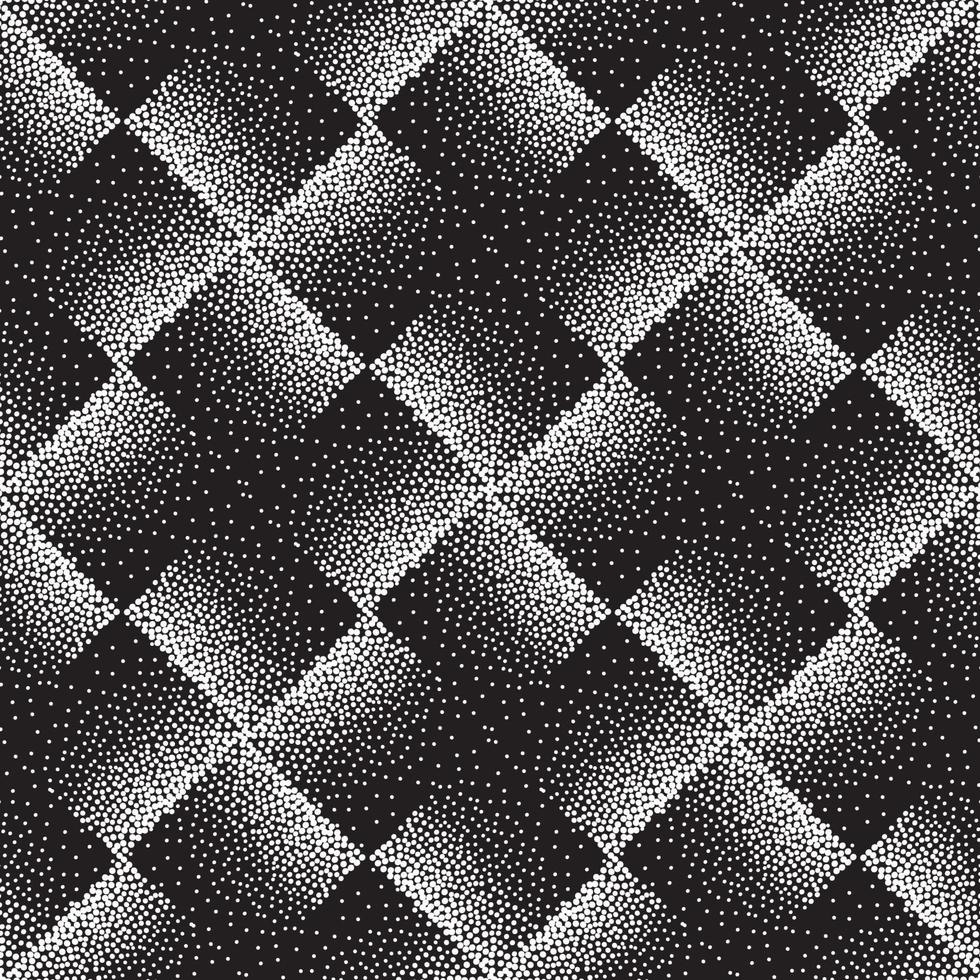 Abstract geometric dotted square shape checkered seamless pattern. Artistic polka dot ornamental stylish background. Abstract  tiled monochrome texture vector
