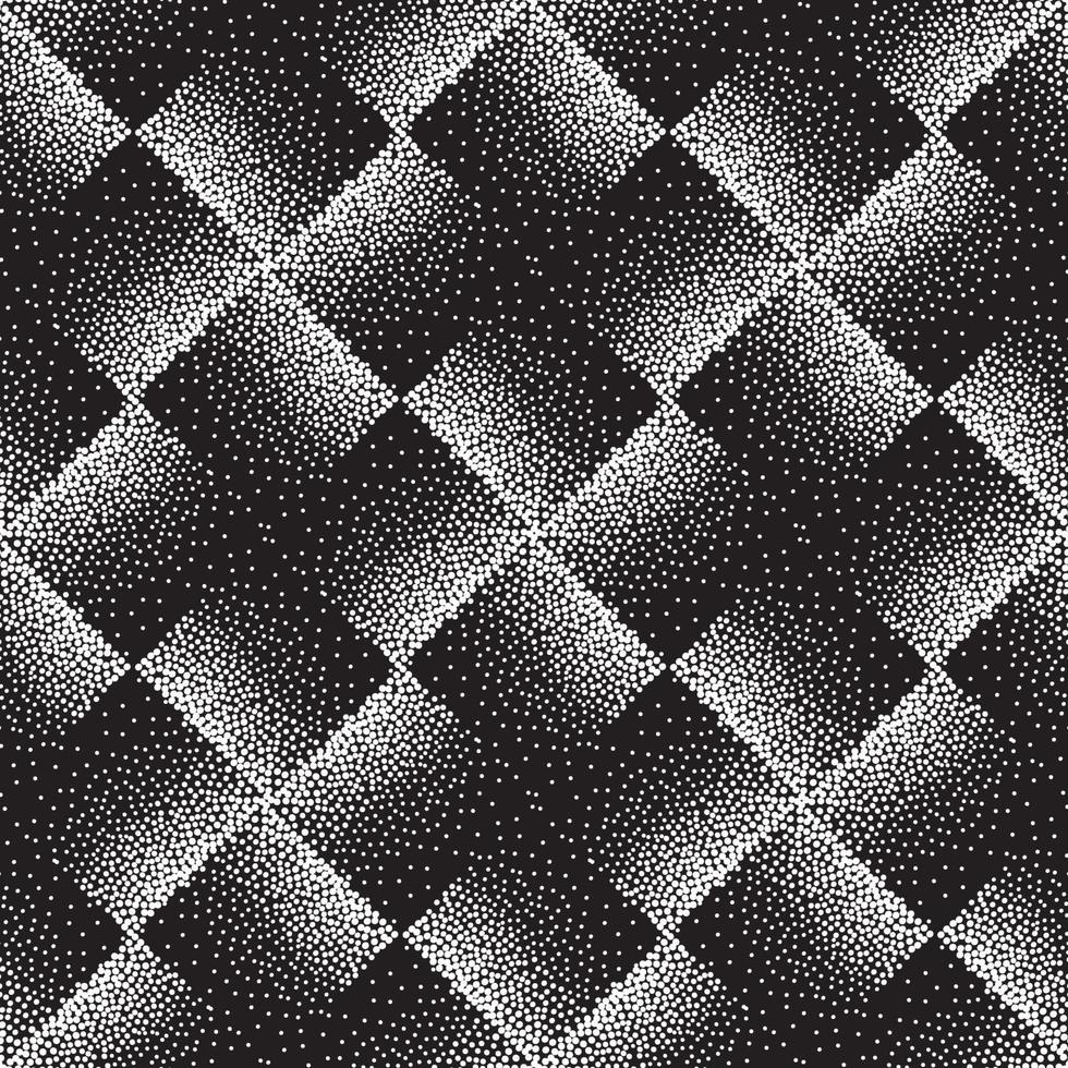 Abstract geometric dotted square shape checkered seamless pattern. Artistic polka dot ornamental stylish background. Abstract  tiled monochrome texture vector