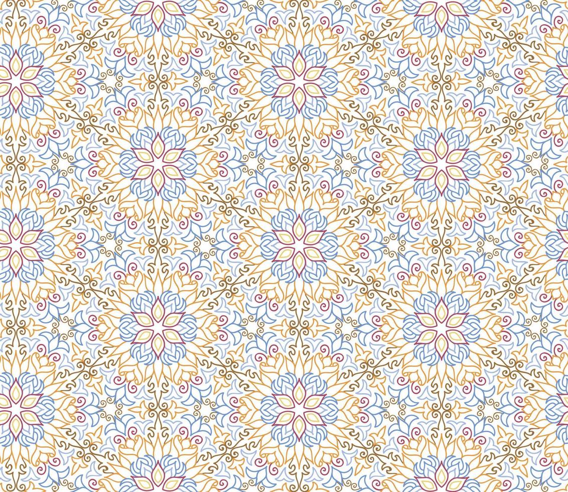 patrón abstracto sin fisuras fractal. ornamento de línea árabe con formas de mandala floral estrella. vector