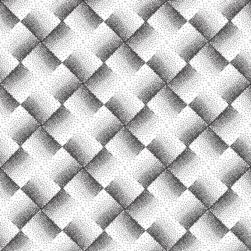 Abstract geometric dotted square shape checkered seamless pattern. Artistic polka dot ornamental stylish background. Abstract  tiled monochrome texture vector