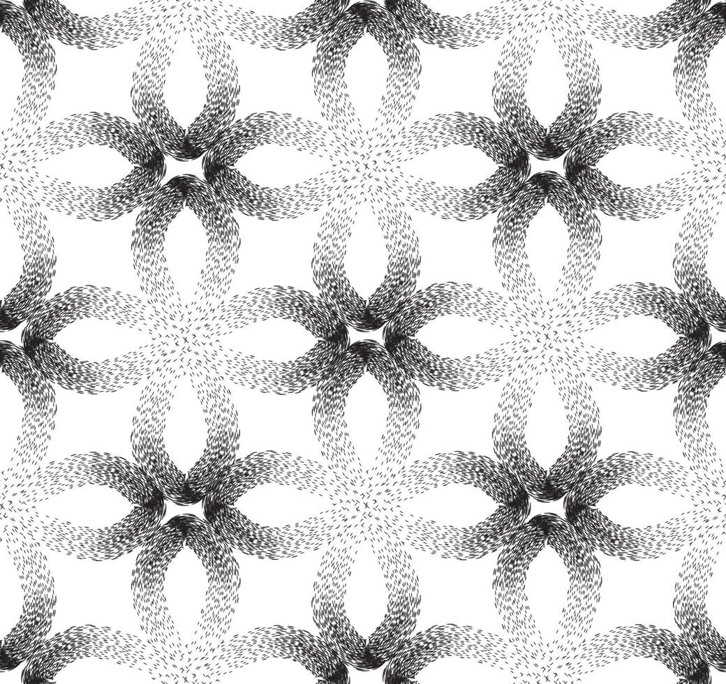 patrón transparente geométrico floral con líneas de bucle punteadas. elegante fondo monocromático ornamental con pétalos de flores vector