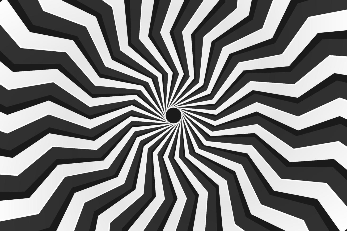 Black and white psychedelic optical illusion sunburst abstract