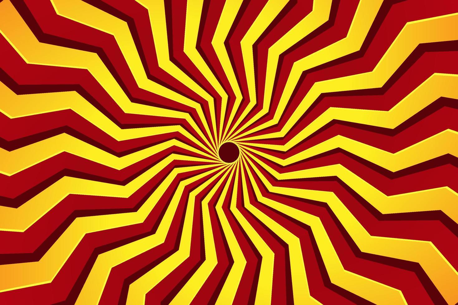 Red and yellow psychedelic sunburst abstract background design vector