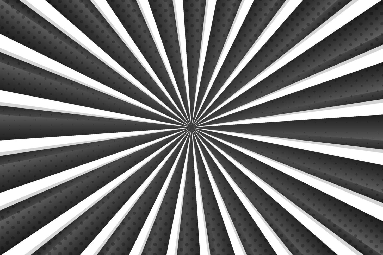 Black and white sunburst psychedelic background design vector