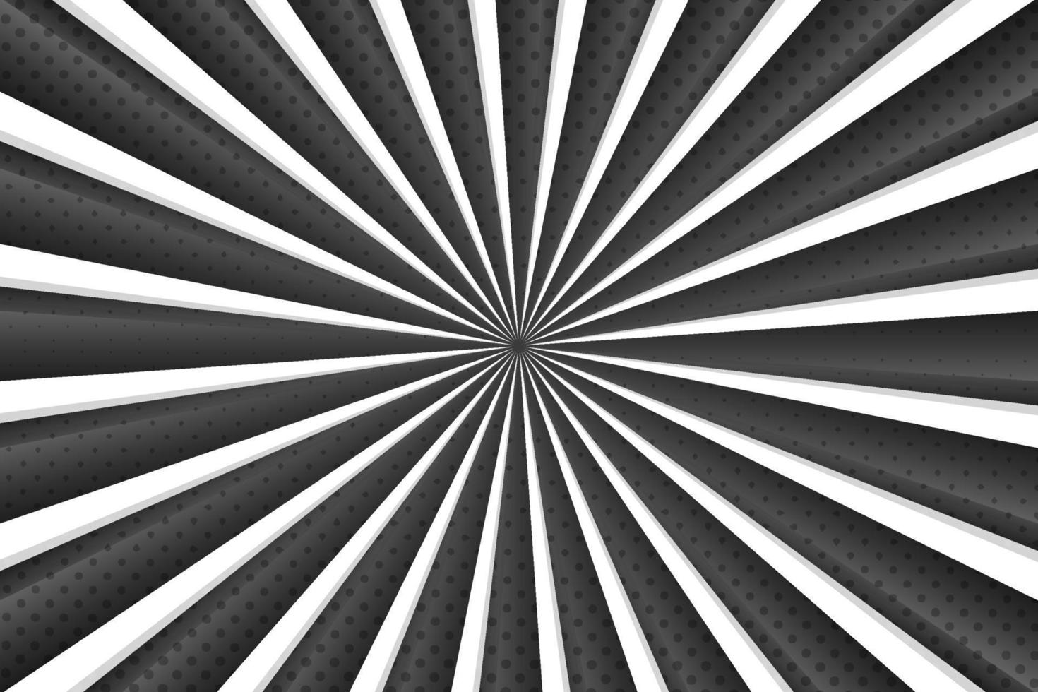 vector de diseño de fondo psicodélico de rayos de sol en blanco y negro