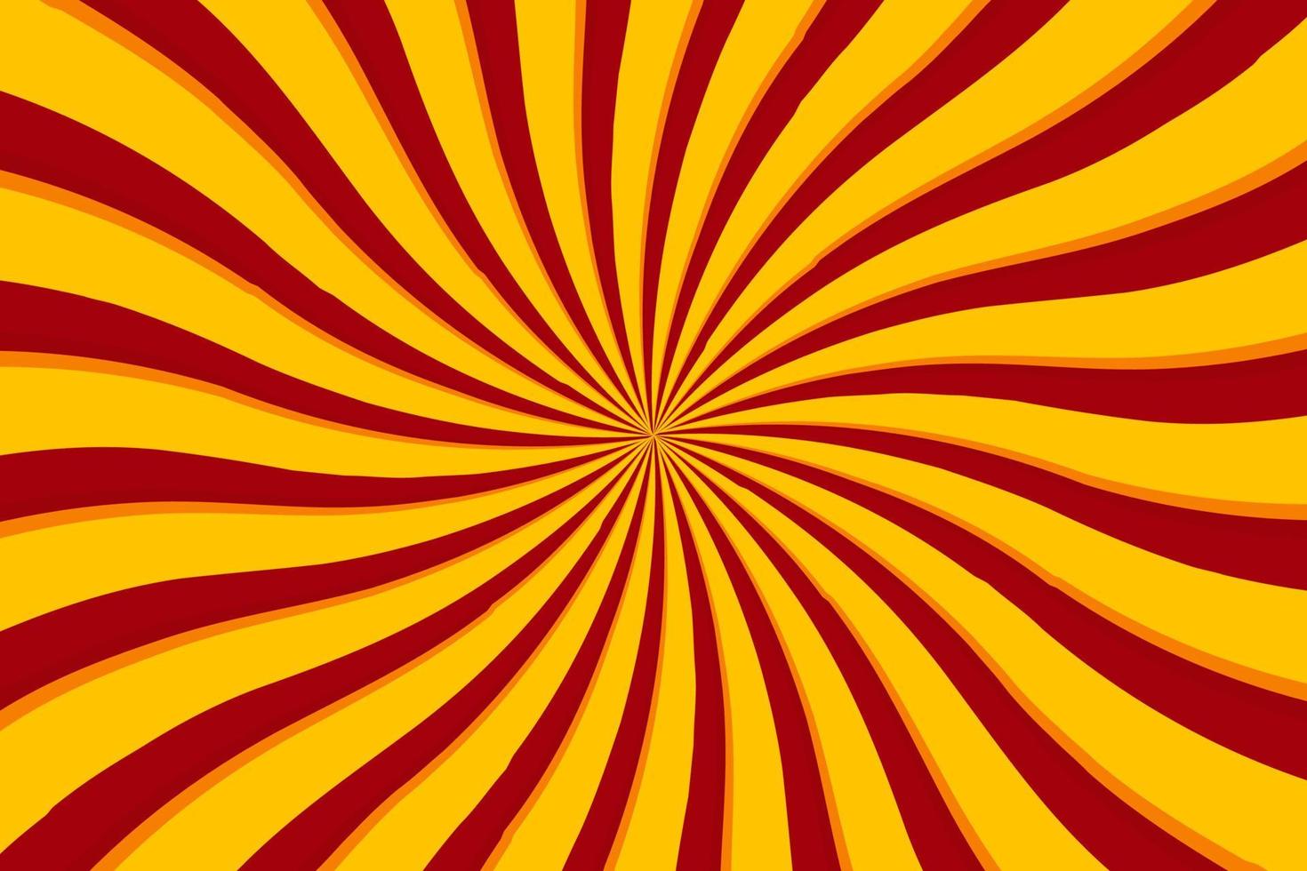 vector de diseño de fondo retro abstracto de rayos de sol de remolino rojo y amarillo