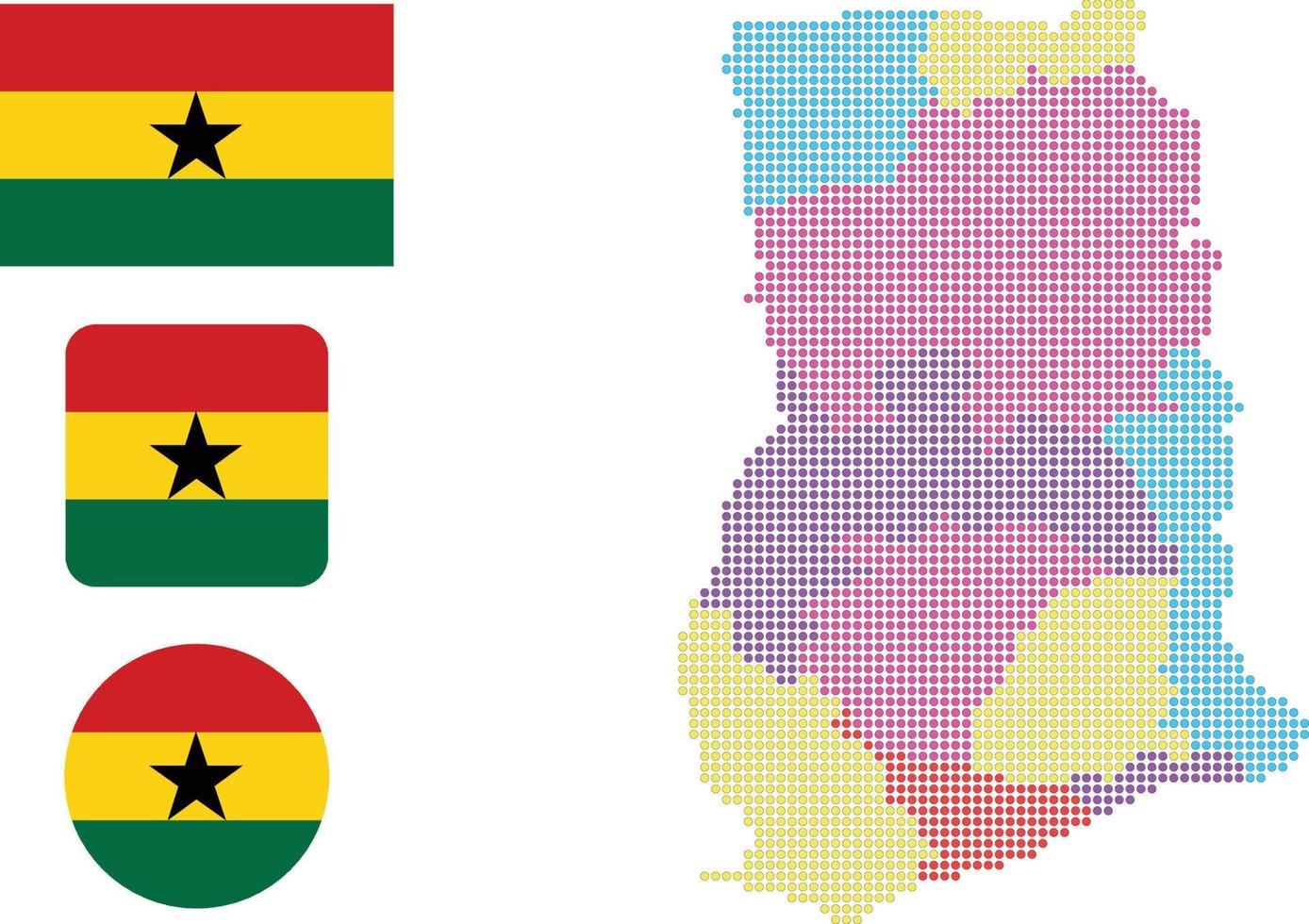 ghana mapa y bandera plana icono símbolo vector ilustración