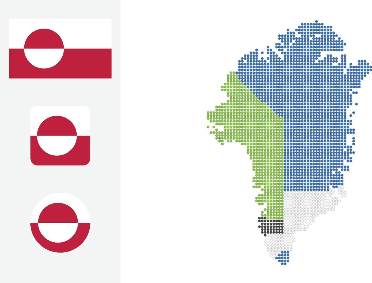 Groenlandia mapa y bandera plana icono símbolo vector ilustración