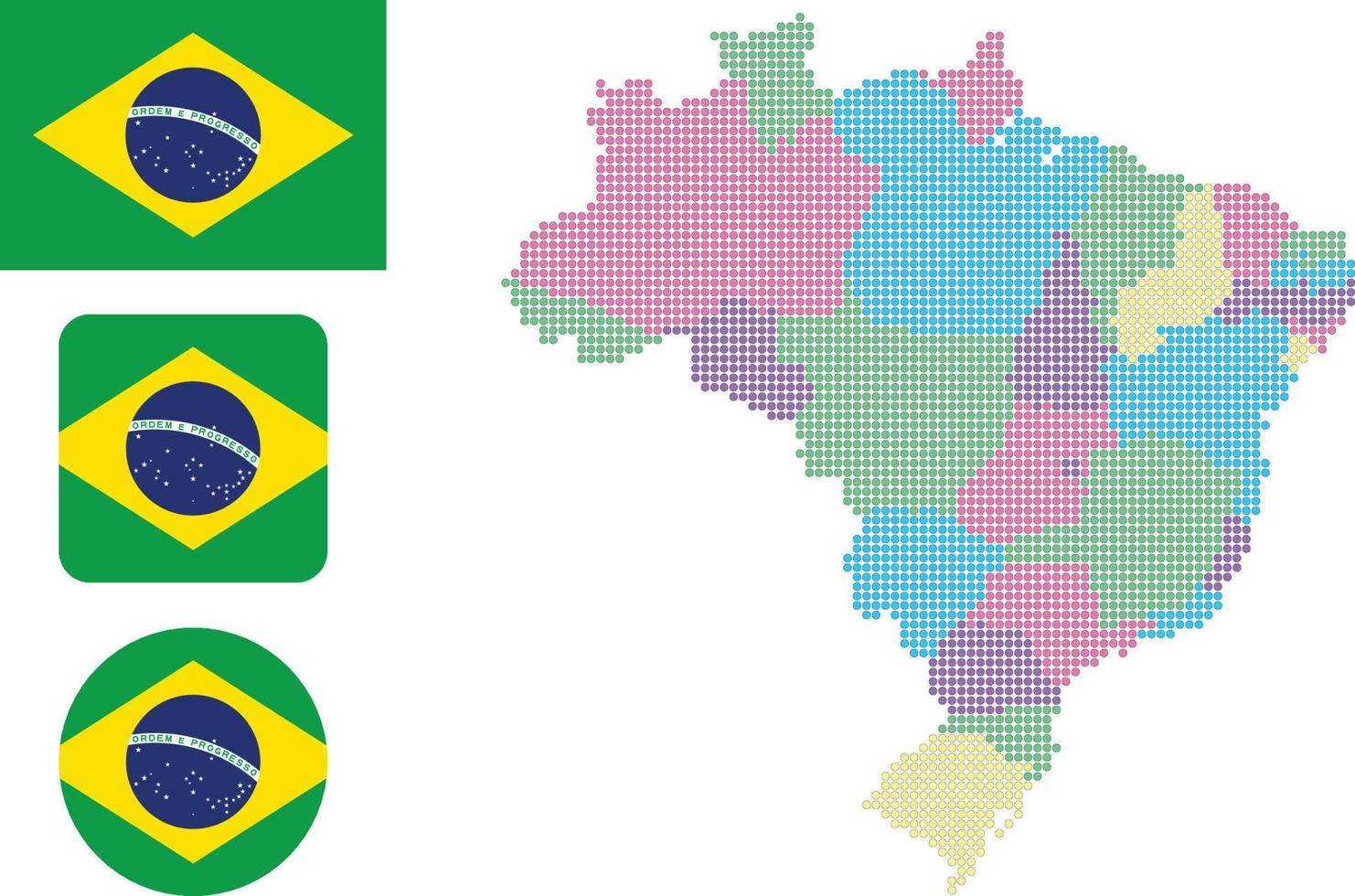 Brazil map and flag flat icon symbol vector illustration