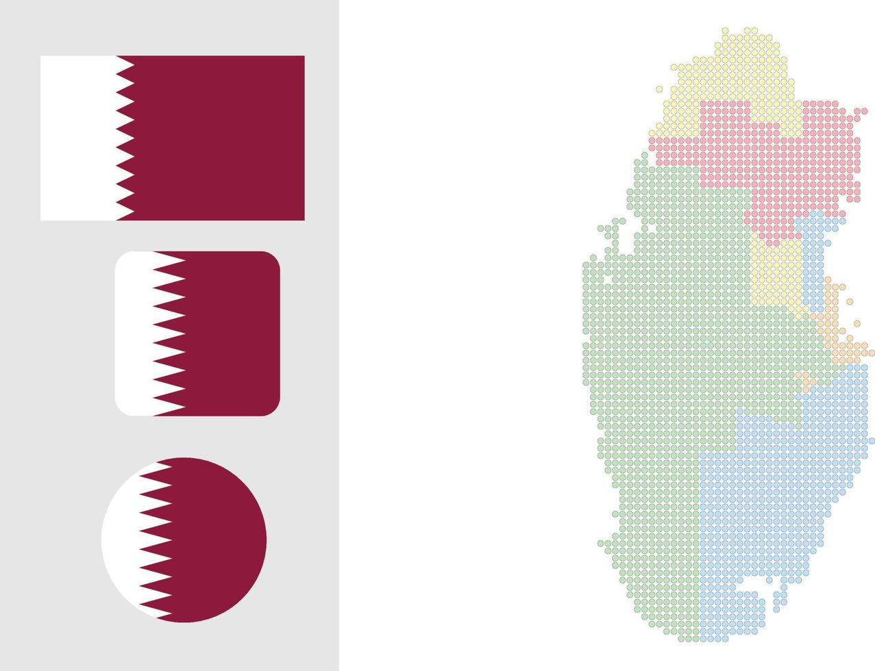 Qatar map and flag flat icon symbol vector illustration