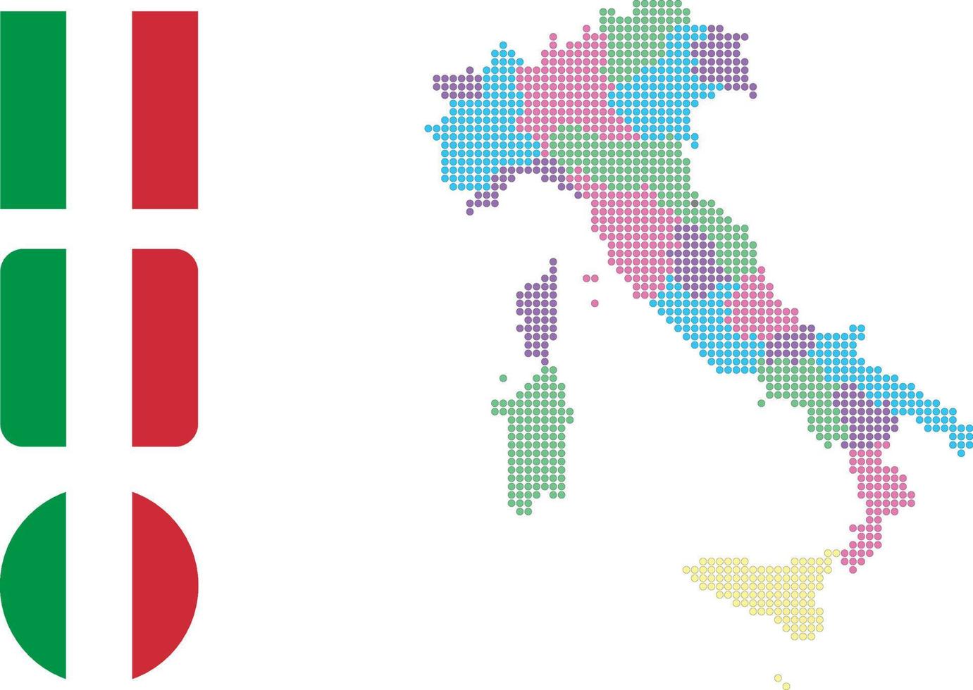 italia mapa y bandera icono plano símbolo vector ilustración