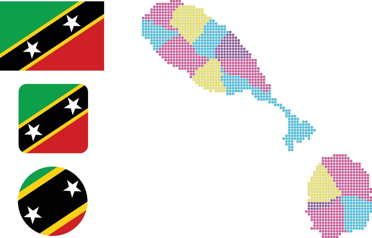 saint kitts y nevis mapa y bandera icono plano símbolo vector ilustración