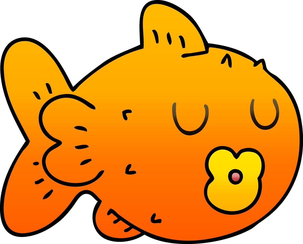 quirky gradient shaded cartoon fish vector