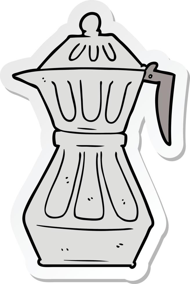 sticker of a cartoon espresso pot vector
