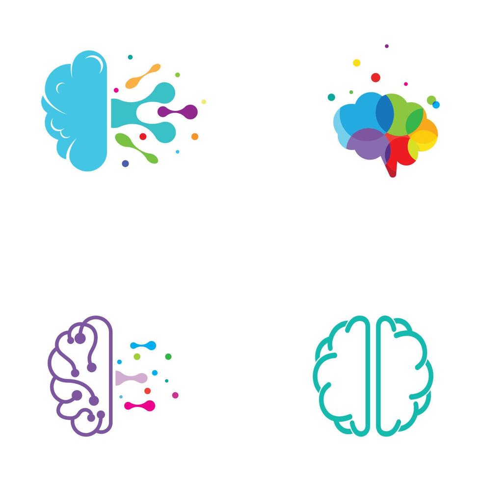 Brain logo. Brain logo with combination of technology and brain part nerve cells, with design concept vector illustration template.