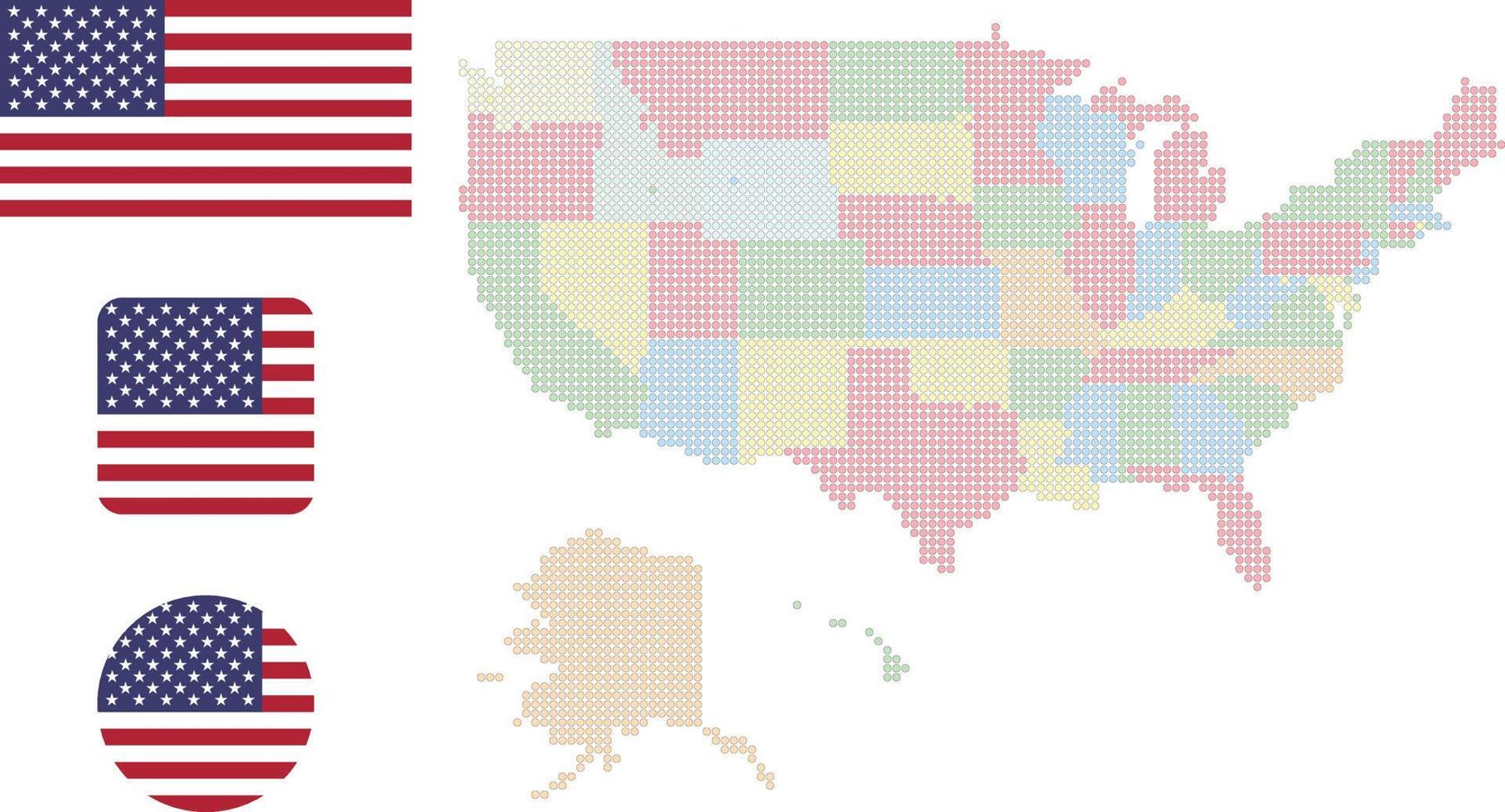 estados unidos mapa y bandera icono plano símbolo vector ilustración
