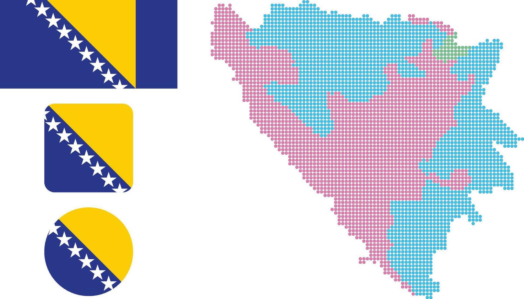 bosnia y herzegovina mapa y bandera icono plano símbolo vector ilustración