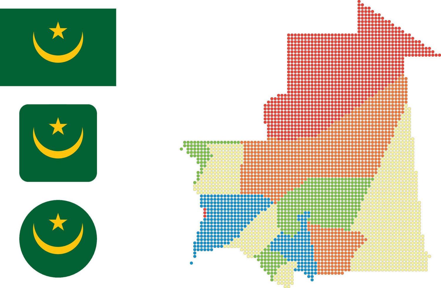 Mauritania map and flag flat icon symbol vector illustration