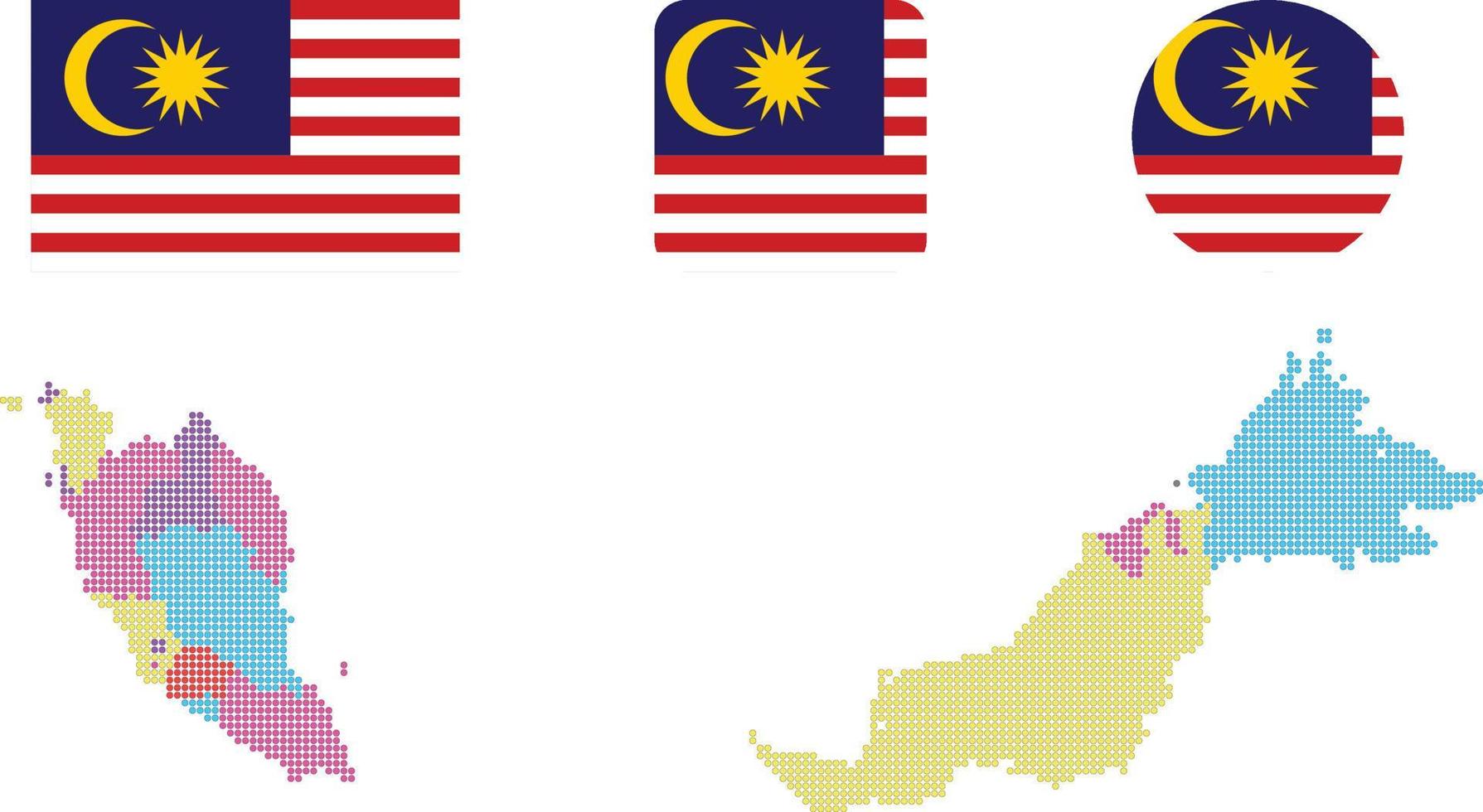 malasia mapa y bandera icono plano símbolo vector ilustración