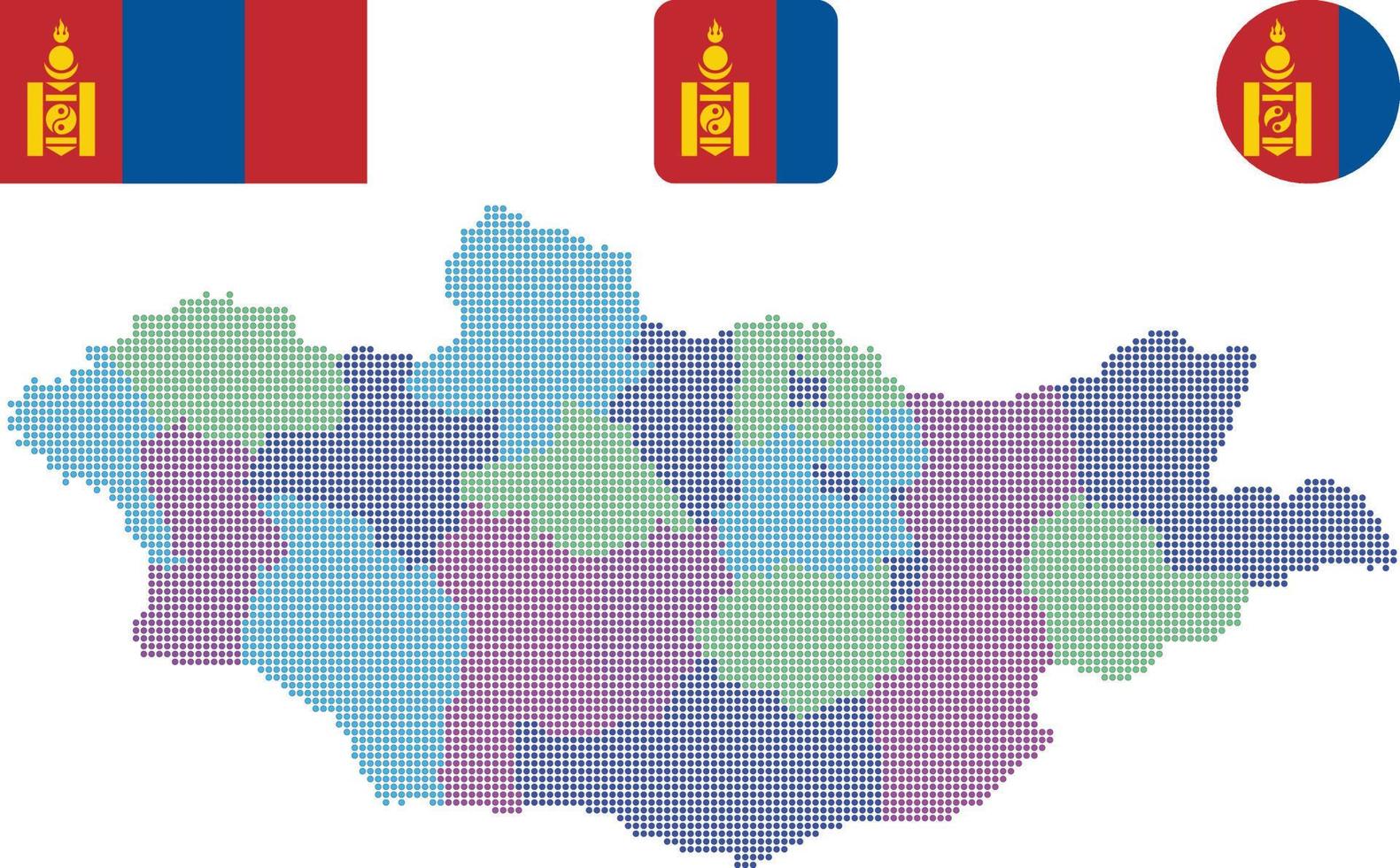 mongolia mapa y bandera icono plano símbolo vector ilustración