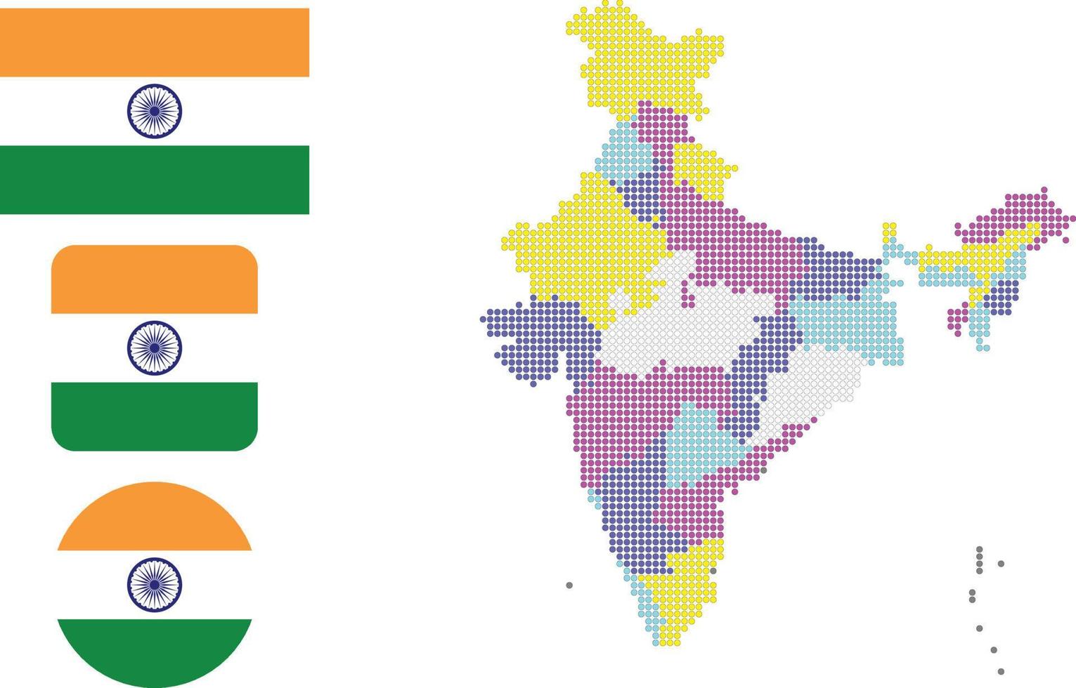 India map and flag flat icon symbol vector illustration