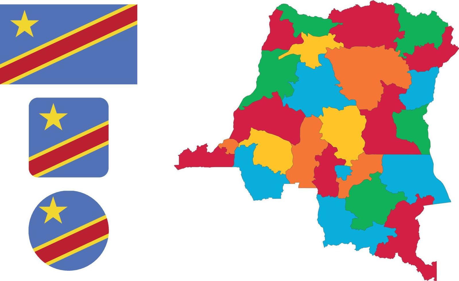 república democrática del congo mapa y bandera icono plano símbolo vector ilustración