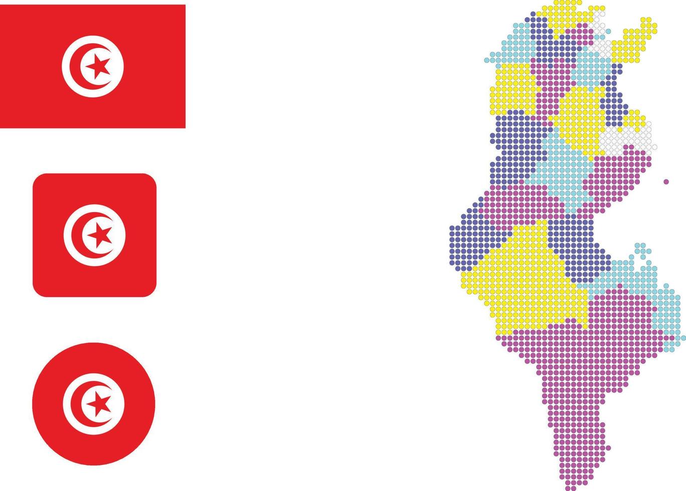 mapa de túnez y bandera icono plano símbolo ilustración vectorial vector