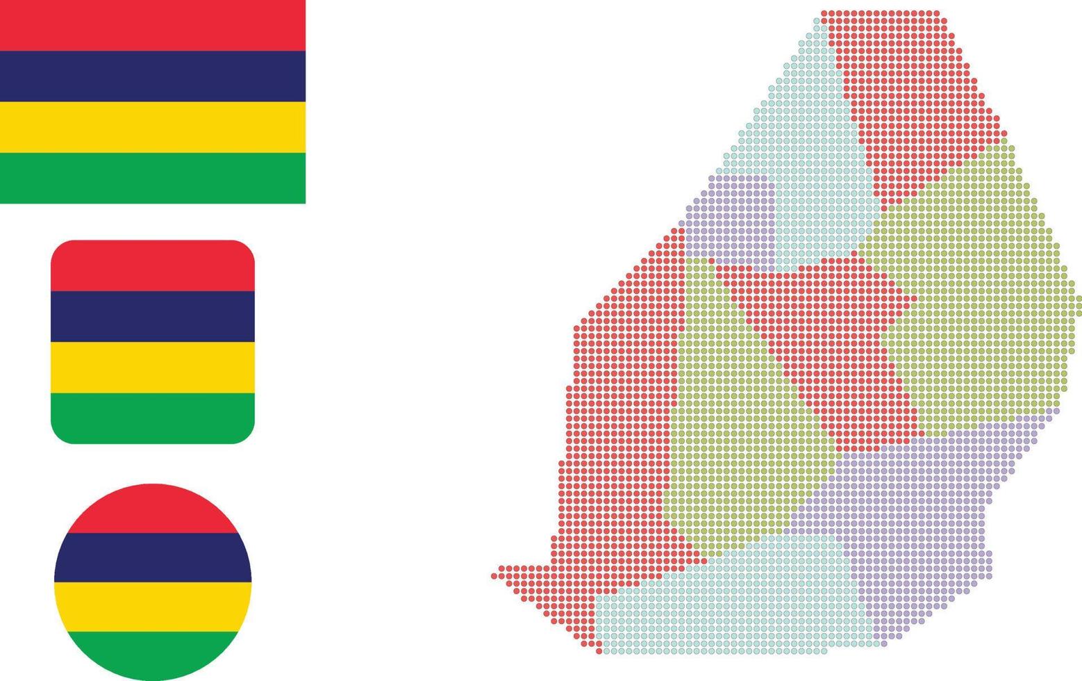 Mauritius map and flag flat icon symbol vector illustration